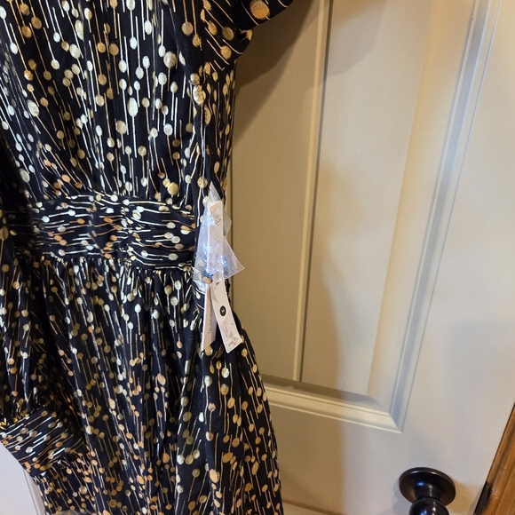 AQUA Mock Neck Gold Foil Mini Dress  Medium - Picture 5 of 14